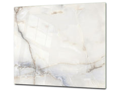 Tempered GLASS Kitchen Board – Impact & Scratch Resistant; D22 Marbles 2 Series: White marble design