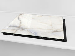 Tempered GLASS Kitchen Board – Impact & Scratch Resistant; D22 Marbles 2 Series: White marble design