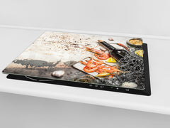 Tempered GLASS Cutting Board 60D16: Shrimp with wine