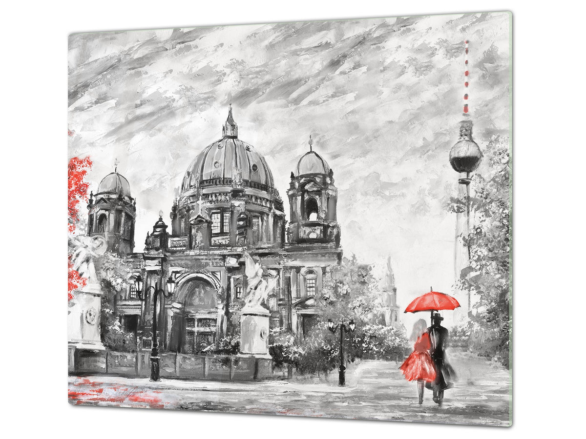 UNIQUE Tempered GLASS Kitchen Board 60D05A: Romantic walk 1