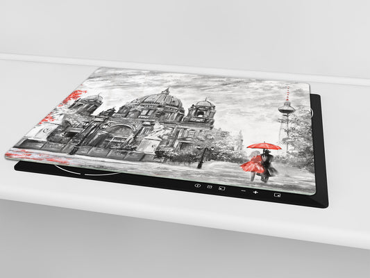 UNIQUE Tempered GLASS Kitchen Board 60D05A: Romantic walk 1