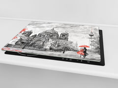 UNIQUE Tempered GLASS Kitchen Board 60D05A: Romantic walk 1