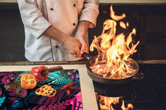 Tempered GLASS Kitchen Board – Impact & Scratch Resistant D27 Vintage leaves and patterns Series: Abstract tropical leaves