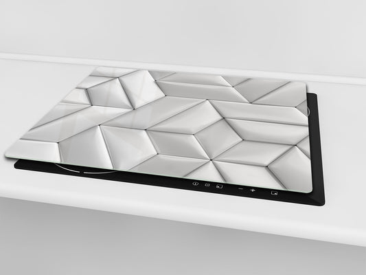 TEMPERED GLASS CHOPPING BOARD – Glass Cutting Board and Worktop Saver – Worktop protector; MEASURES: SINGLE: 60 x 52 cm (23,62” x 20,47”); DOUBLE: 30 x 52 cm (11,81” x 20,47”); D30 Decorative Surfaces Series: Leather tiles