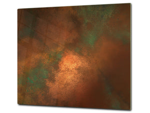 Chopping Board -  Impact & Scratch Resistant - Glass Cutting Board D24 Rusted textures Series: Oxidized copper with green accents