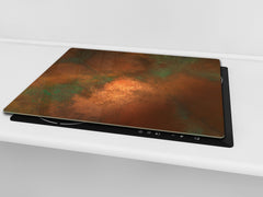 Chopping Board -  Impact & Scratch Resistant - Glass Cutting Board D24 Rusted textures Series: Oxidized copper with green accents
