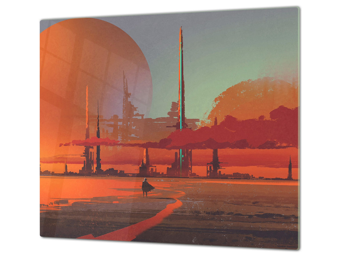 Glass Cutting Board and Worktop Saver 60D12: Desert city