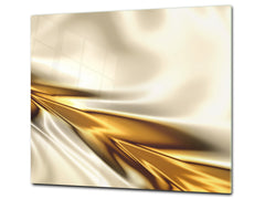 Tempered GLASS Cutting Board – Worktop saver and Pastry Board – Glass Kitchen Board; MEASURES: SINGLE: 60 x 52 cm (23,62” x 20,47”); DOUBLE: 30 x 52 cm (11,81” x 20,47”); D28 Golden Waves Series: Golden spike