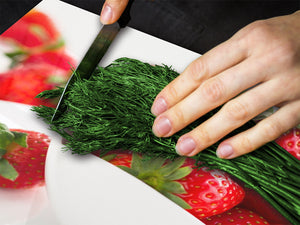 Küchenbrett aus Hartglas und Induktionskochplattenabdeckung – Schneideplatten; D07 Fruits and vegetables:  Strawberry 11