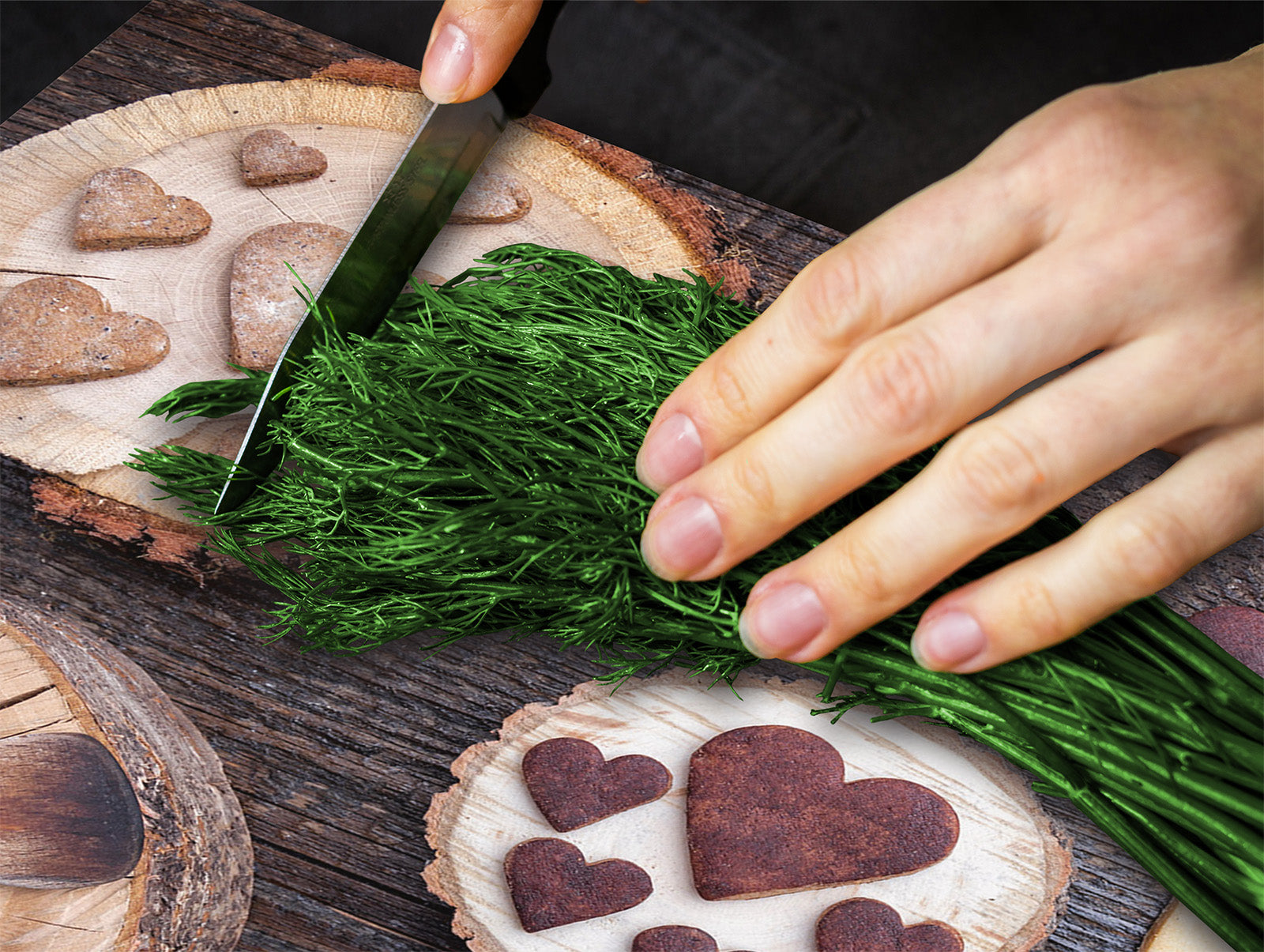 TEMPERED GLASS CHOPPING BOARD 60D13: Cookies hearts