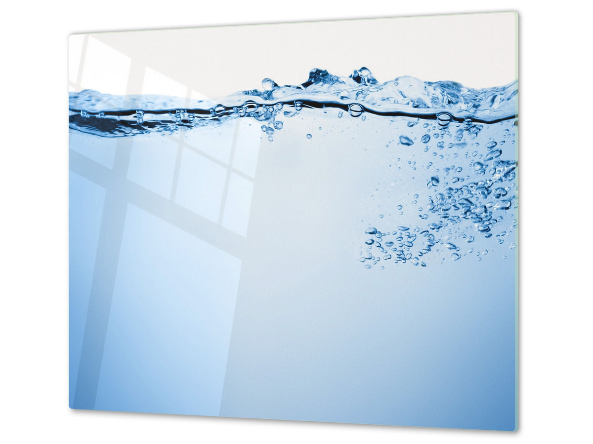 CUTTING BOARD and Cooktop Cover - Impact & Shatter Resistant Glass D02 Water Series: Water 4
