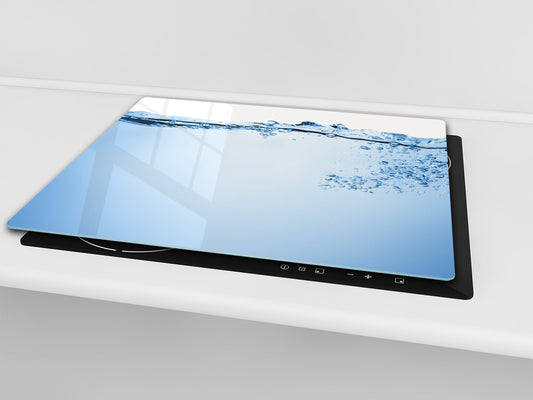 CUTTING BOARD and Cooktop Cover - Impact & Shatter Resistant Glass D02 Water Series: Water 4