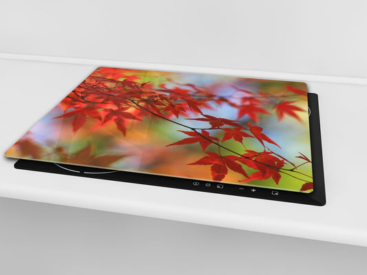 Tempered GLASS Kitchen Board – Impact & Scratch Resistant; D08 Nature Series: Leaves 12