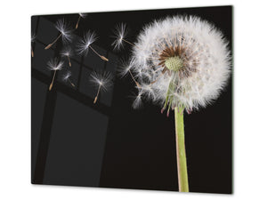 Schneidbrett aus Hartglas und schützende Arbeitsoberfläche D06 Flowers Series: Dandelion 2
