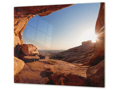 Planche à découper en verre trempé ; D08  Série Nature: Montagnes 3