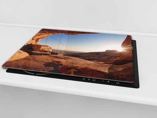 Tempered GLASS Kitchen Board – Impact & Scratch Resistant; D08 Nature Series: Mountains 3