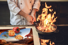 Planche à découper en verre trempé ; D08  Série Nature: Montagnes 3