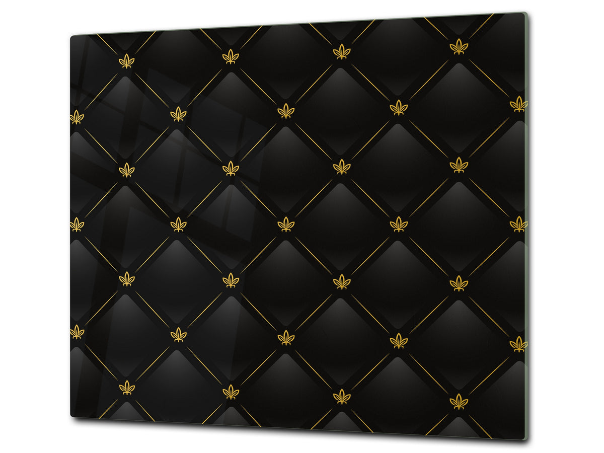TEMPERED GLASS CHOPPING BOARD – Glass Cutting Board and Worktop Saver – Worktop protector; MEASURES: SINGLE: 60 x 52 cm (23,62” x 20,47”); DOUBLE: 30 x 52 cm (11,81” x 20,47”); D30 Decorative Surfaces Series: Vector black leather background