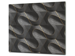 TEMPERED GLASS CHOPPING BOARD – Glass Cutting Board and Worktop Saver – Worktop protector; MEASURES: SINGLE: 60 x 52 cm (23,62” x 20,47”); DOUBLE: 30 x 52 cm (11,81” x 20,47”); D30 Decorative Surfaces Series: Black waves