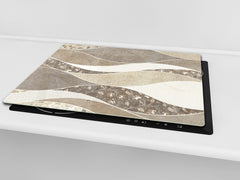 Tempered GLASS Kitchen Board – Impact & Scratch Resistant D27 Vintage leaves and patterns Series: Versatile tile pattern