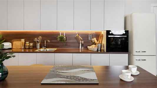 Tempered GLASS Kitchen Board – Impact & Scratch Resistant D27 Vintage leaves and patterns Series: Versatile tile pattern