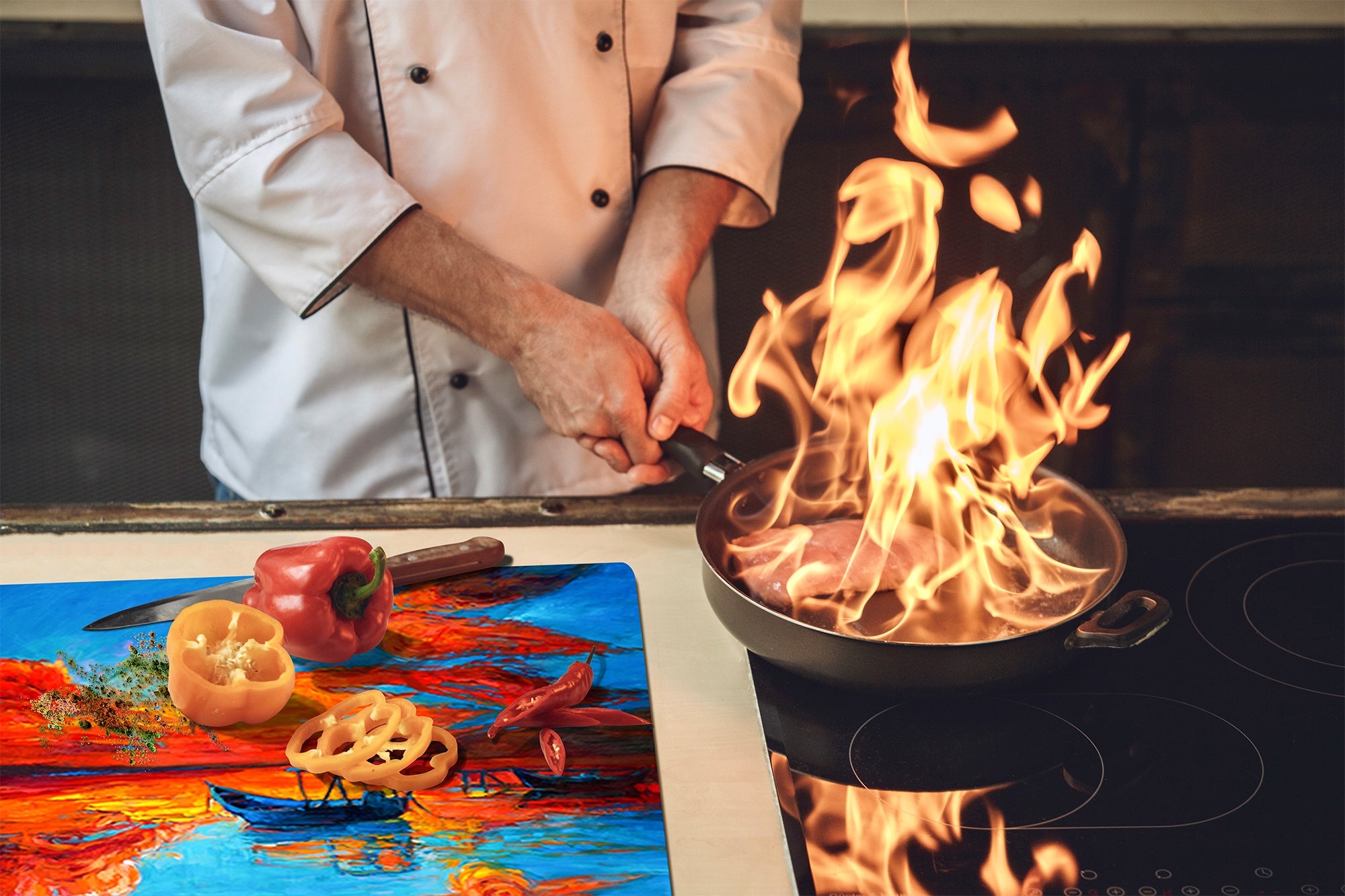 GIGANTE ASSE DA CUCINA e Copri-piano cottura a induzione; Serie di vini DD04: Ciliegie 7