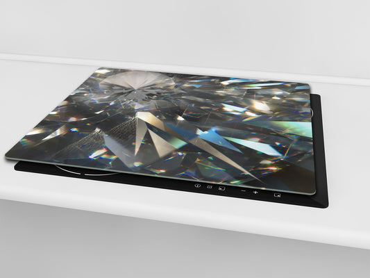 TEMPERED GLASS CHOPPING BOARD – Glass Cutting Board and Worktop Saver – Worktop protector; MEASURES: SINGLE: 60 x 52 cm (23,62” x 20,47”); DOUBLE: 30 x 52 cm (11,81” x 20,47”); D30 Decorative Surfaces Series: Diamond shapes