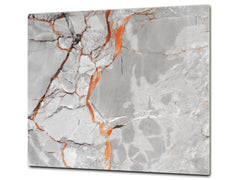 Chopping Board - Induction Cooktop Cover - Glass Cutting Board D22 Marbles 2 Series: Glossy slab marble texture