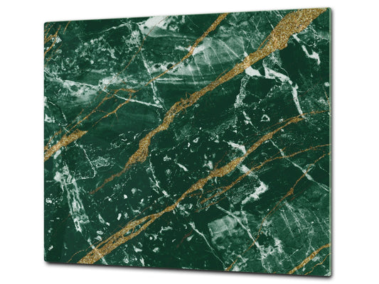Chopping Board - Induction Cooktop Cover D21 Marbles 1 Series: Green marble with golden veins 1