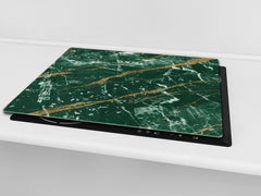 Chopping Board - Induction Cooktop Cover D21 Marbles 1 Series: Green marble with golden veins 1