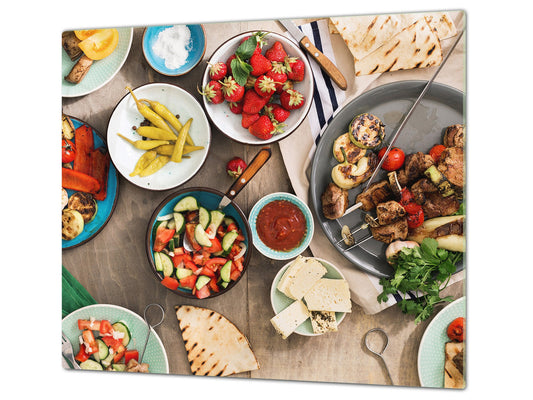 Tempered GLASS Cutting Board 60D16: Skewers