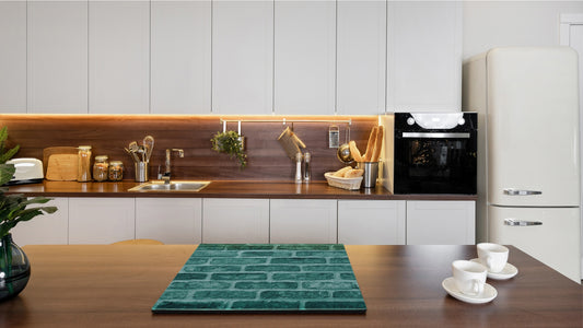KITCHEN BOARD & Induction Cooktop Cover – Glass Pastry Board D25 Textures and tiles 1 Series: Green vintage brick