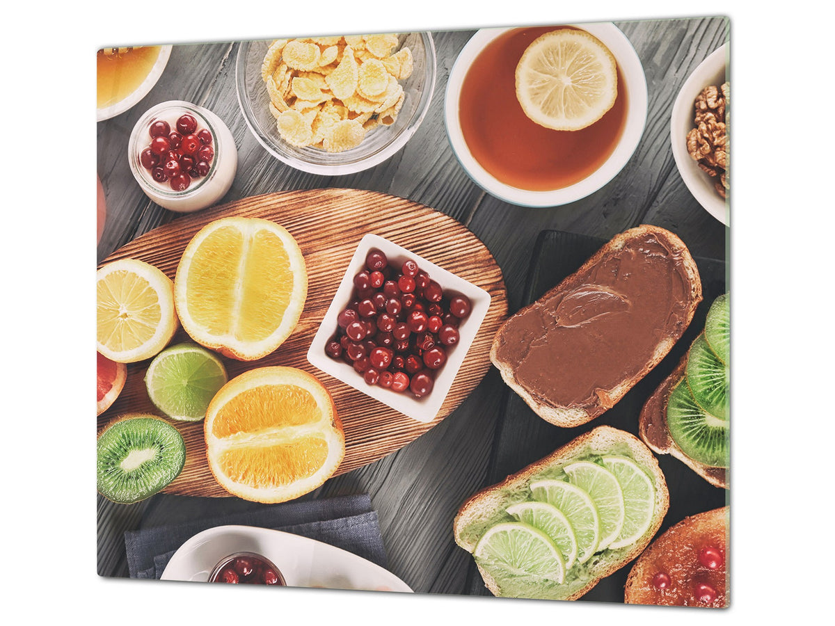 Tempered GLASS Cutting Board 60D16: Fruit Breakfast