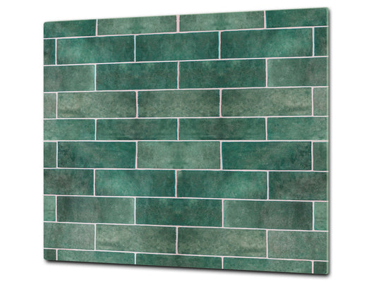 KITCHEN BOARD & Induction Cooktop Cover – Glass Pastry Board D25 Textures and tiles 1 Series: Green vintage ceramic tiles 2