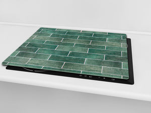 KITCHEN BOARD & Induction Cooktop Cover – Glass Pastry Board D25 Textures and tiles 1 Series: Green vintage ceramic tiles 2