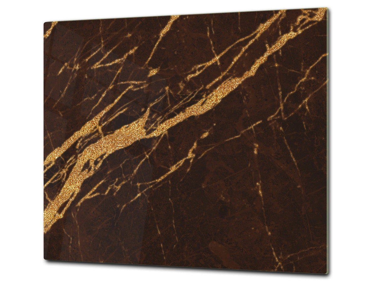 Chopping Board - Induction Cooktop Cover - Glass Cutting Board D22 Marbles 2 Series: Abstract brown