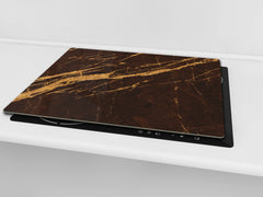 Chopping Board - Induction Cooktop Cover - Glass Cutting Board D22 Marbles 2 Series: Abstract brown