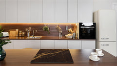 Chopping Board - Induction Cooktop Cover - Glass Cutting Board D22 Marbles 2 Series: Abstract brown