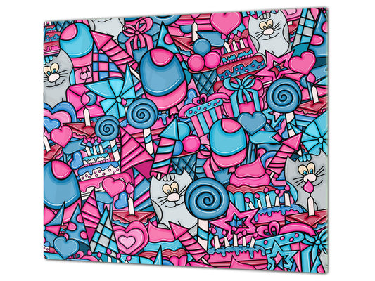 TEMPERED GLASS CHOPPING BOARD 60D13: Cat birthday cake