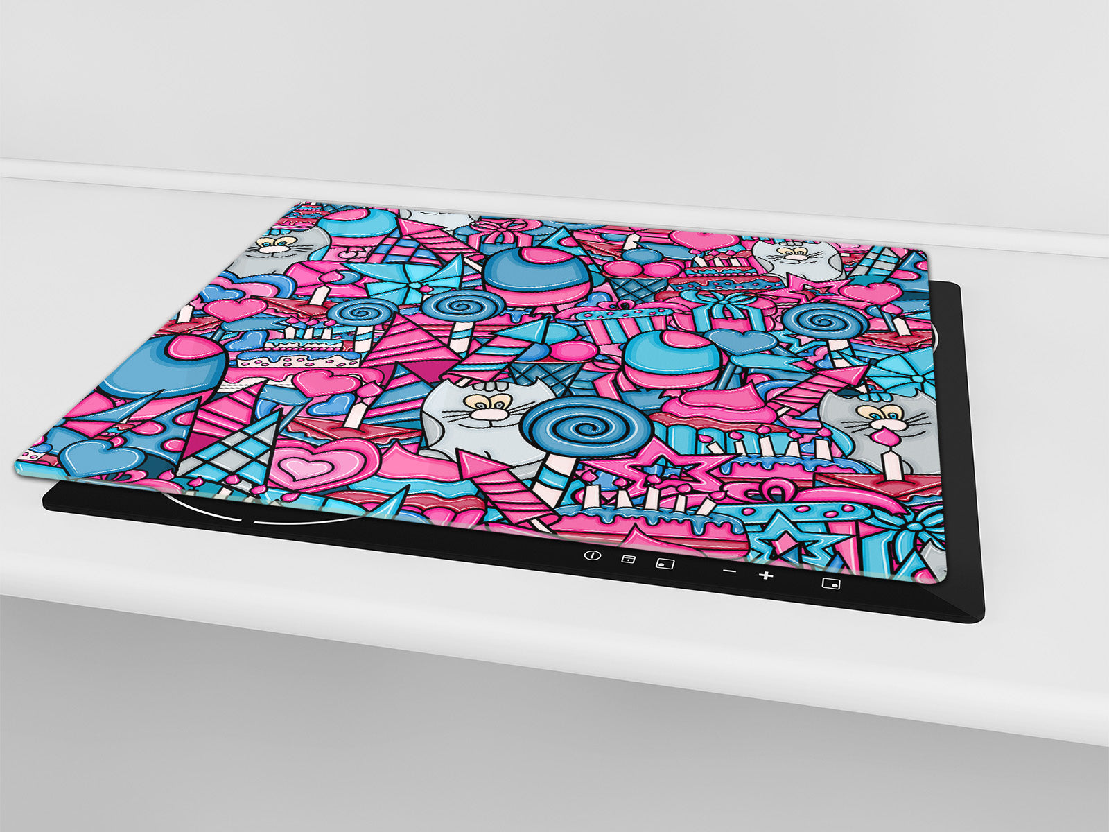 TEMPERED GLASS CHOPPING BOARD 60D13: Cat birthday cake