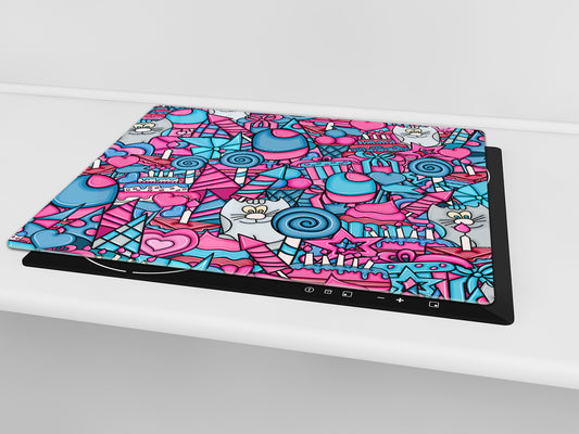 TEMPERED GLASS CHOPPING BOARD 60D13: Cat birthday cake