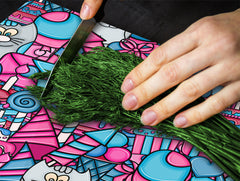 TEMPERED GLASS CHOPPING BOARD 60D13: Cat birthday cake