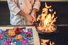 TEMPERED GLASS CHOPPING BOARD 60D13: Cat birthday cake