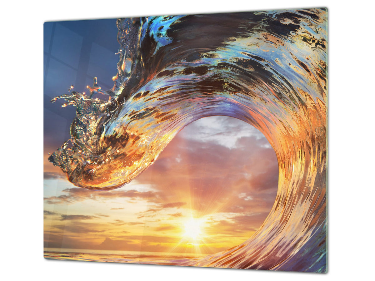 Tempered GLASS Cutting Board 60D10: Water wave