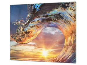 Tempered GLASS Cutting Board 60D10: Water wave