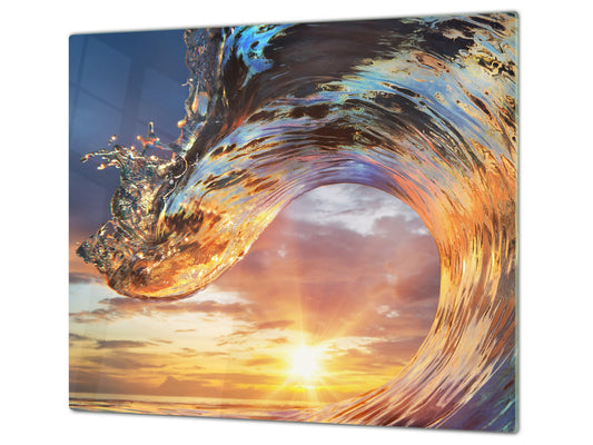 Tempered GLASS Cutting Board 60D10: Water wave