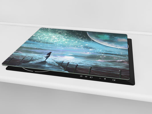 Glass Pastry Board 60D18: Moonlit night