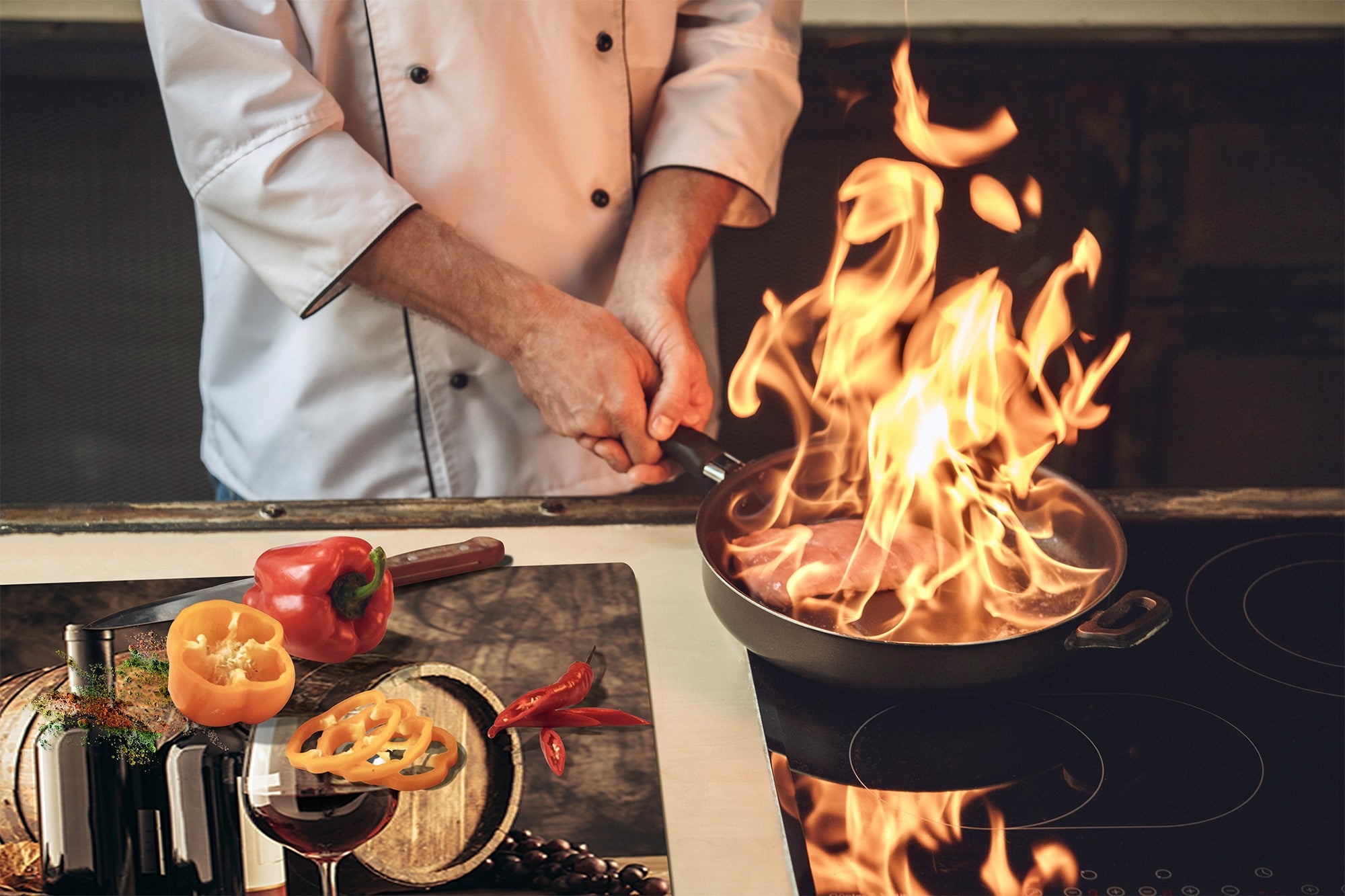 Induktionskochfeldabdeckung 60D04: Weinflaschen 2