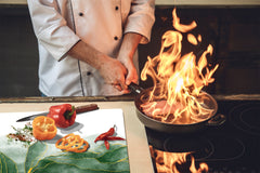 Chopping Board - Induction Cooktop Cover D21 Marbles 1 Series: Green marble leaves