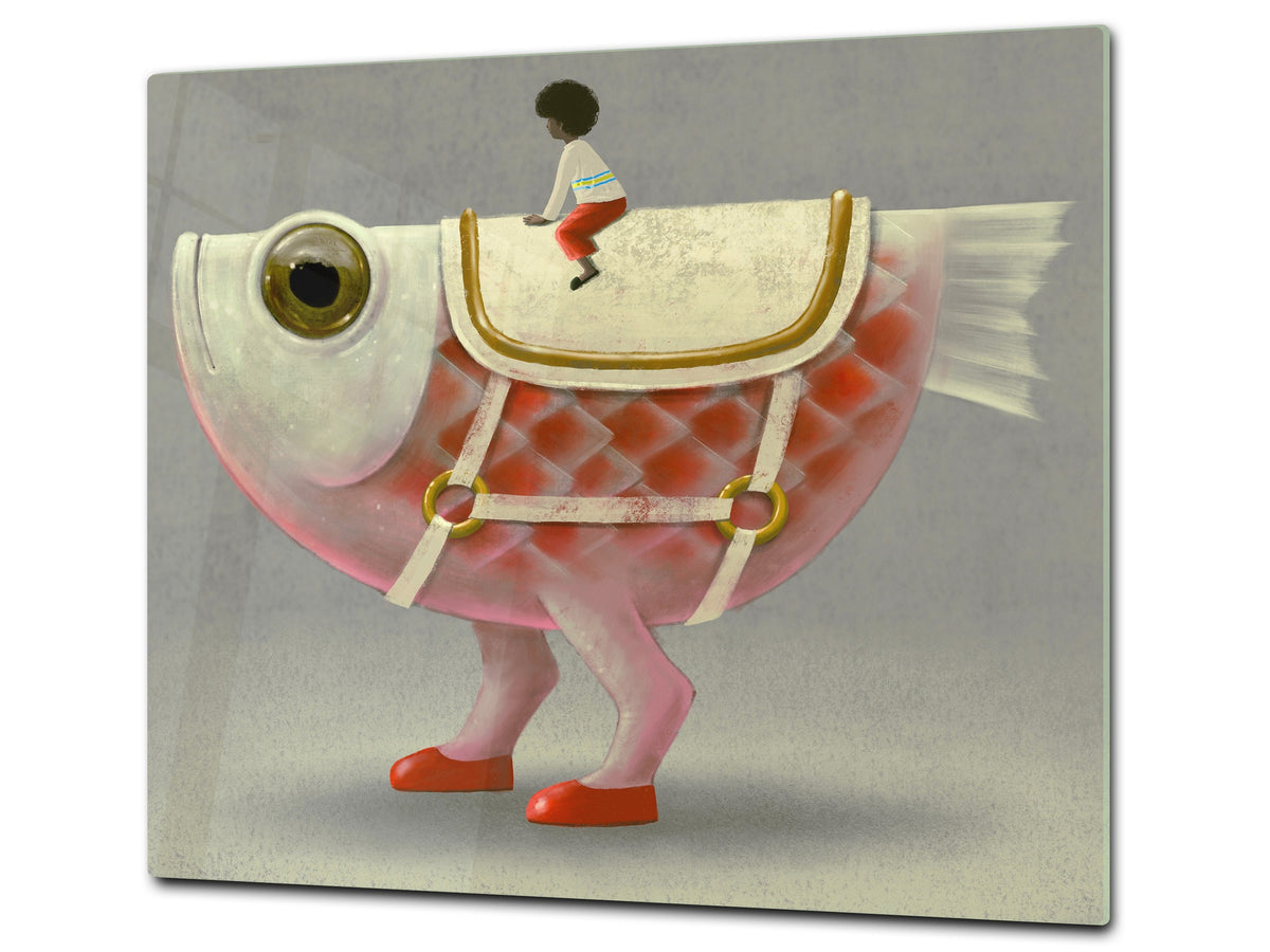 Chopping Board Set - Induction Cooktop Cover – Glass Cutting Board; MEASURES: SINGLE: 60 x 52 cm (23,62” x 20,47”); DOUBLE: 30 x 52 cm (11,81” x 20,47”); D33 Abstract Graphics Series: Imagination concept